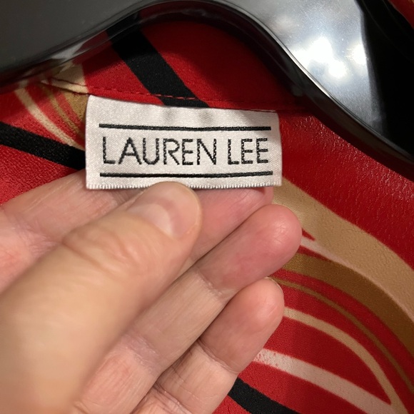 EUC Red Button down shirt with waves print - Picture 2 of 8